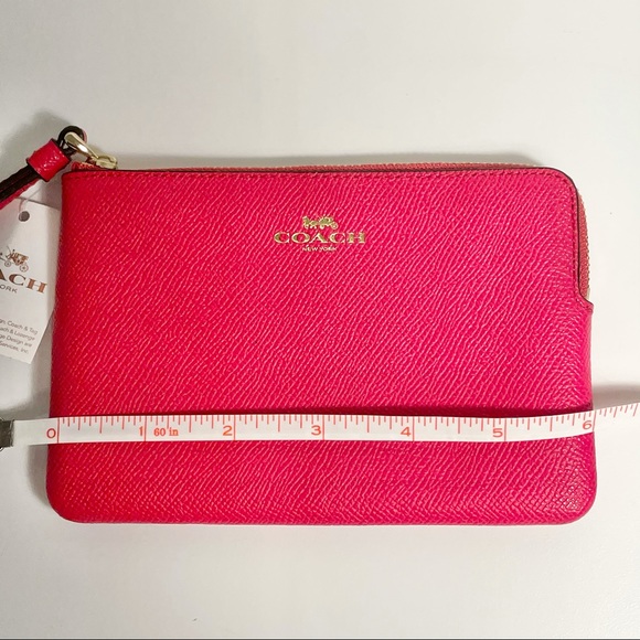 NWT Coach Wristlet | Pink Crossgrain Leather Zip - Picture 2 of 11